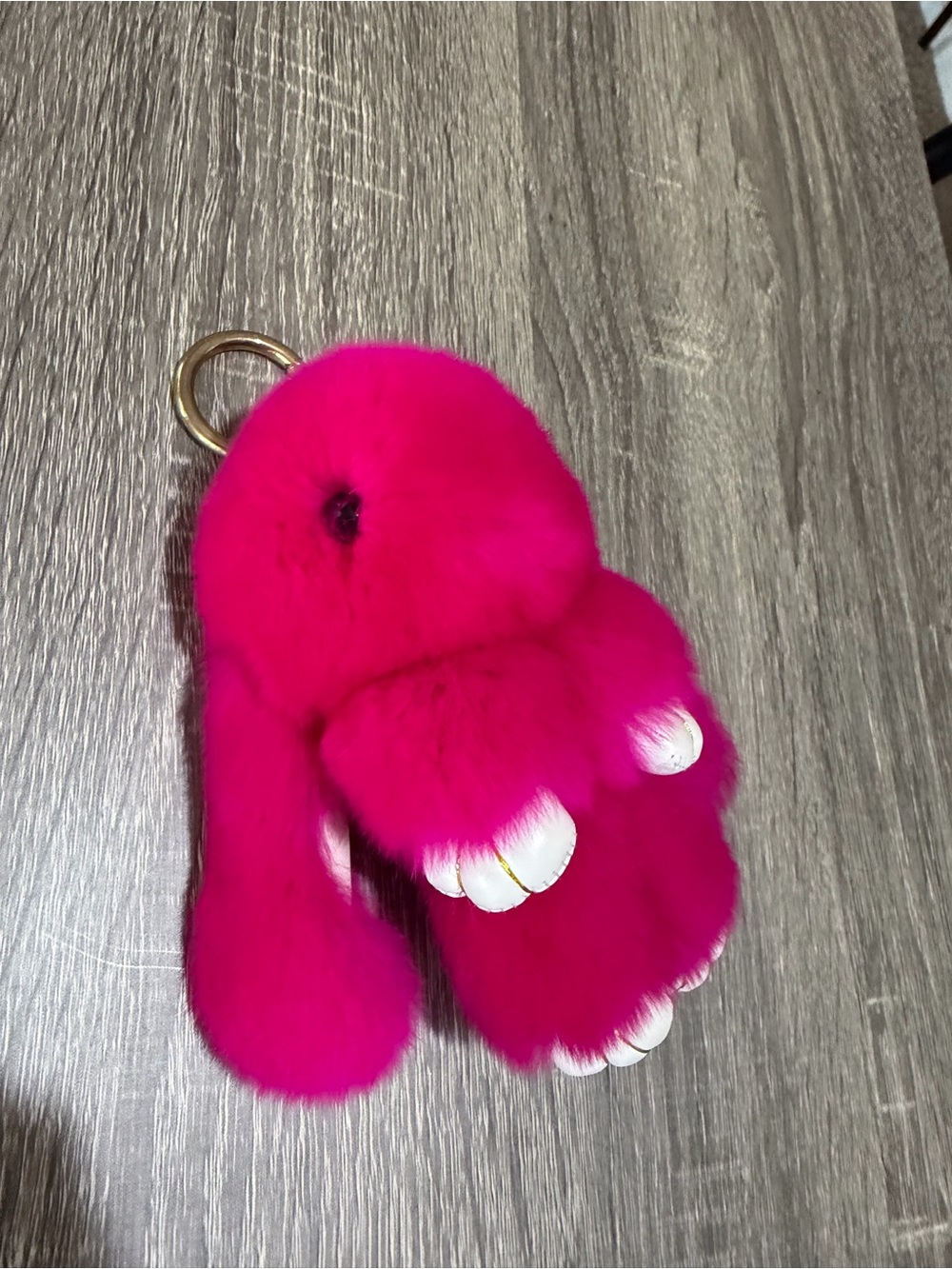 Fuchsia Bunny Fur Keychain/Bag Charm